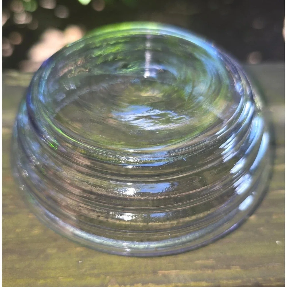 Vintage Lavender Purple Ribbed Glass Beehive Lidded‎ Trinket Dish Powder Jar